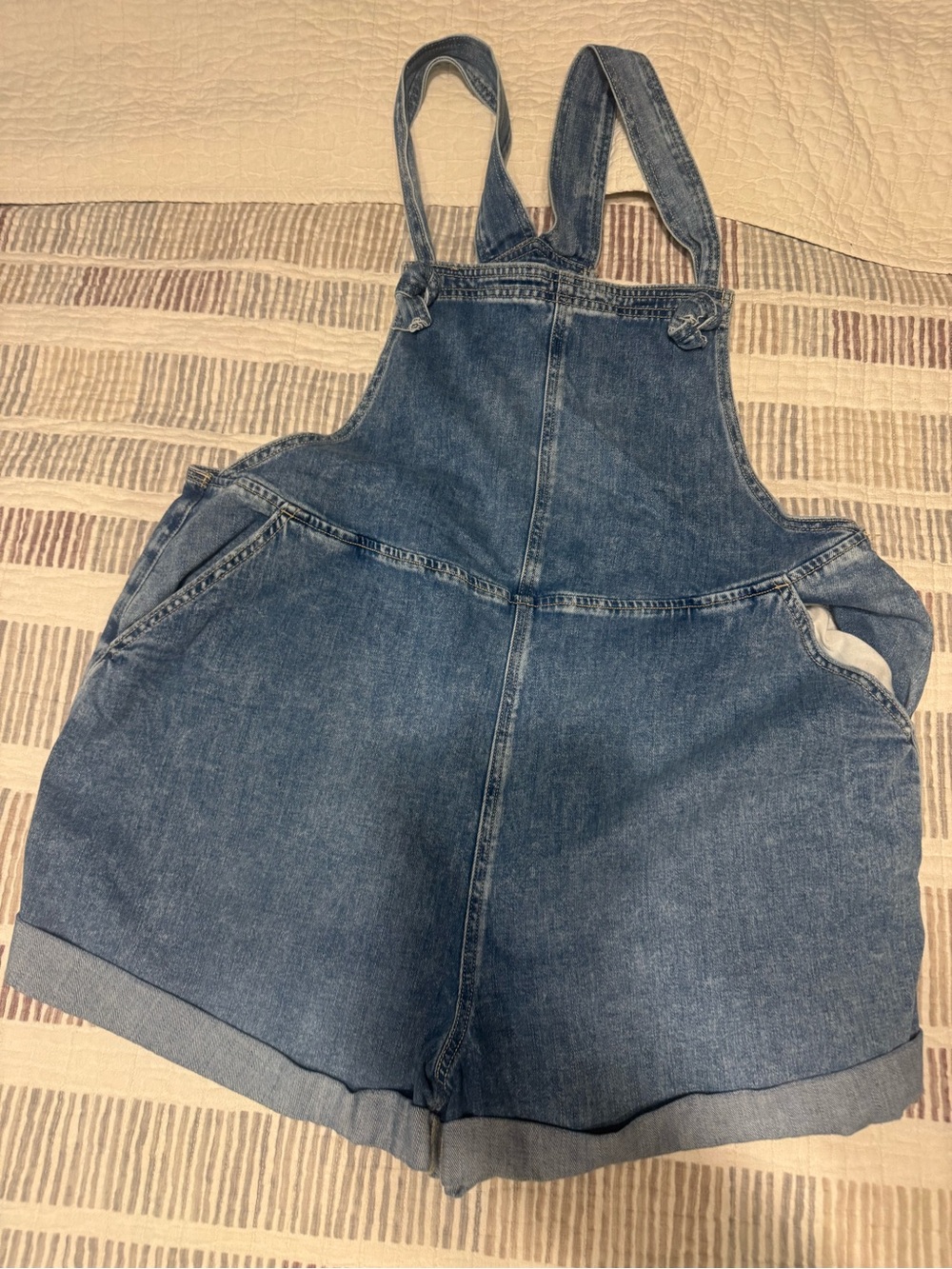 aerie Light Blue Denim Short Overalls
